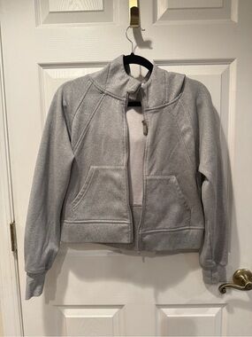 LASLULU Women’s Gray Cropped Full Zip Hoodie